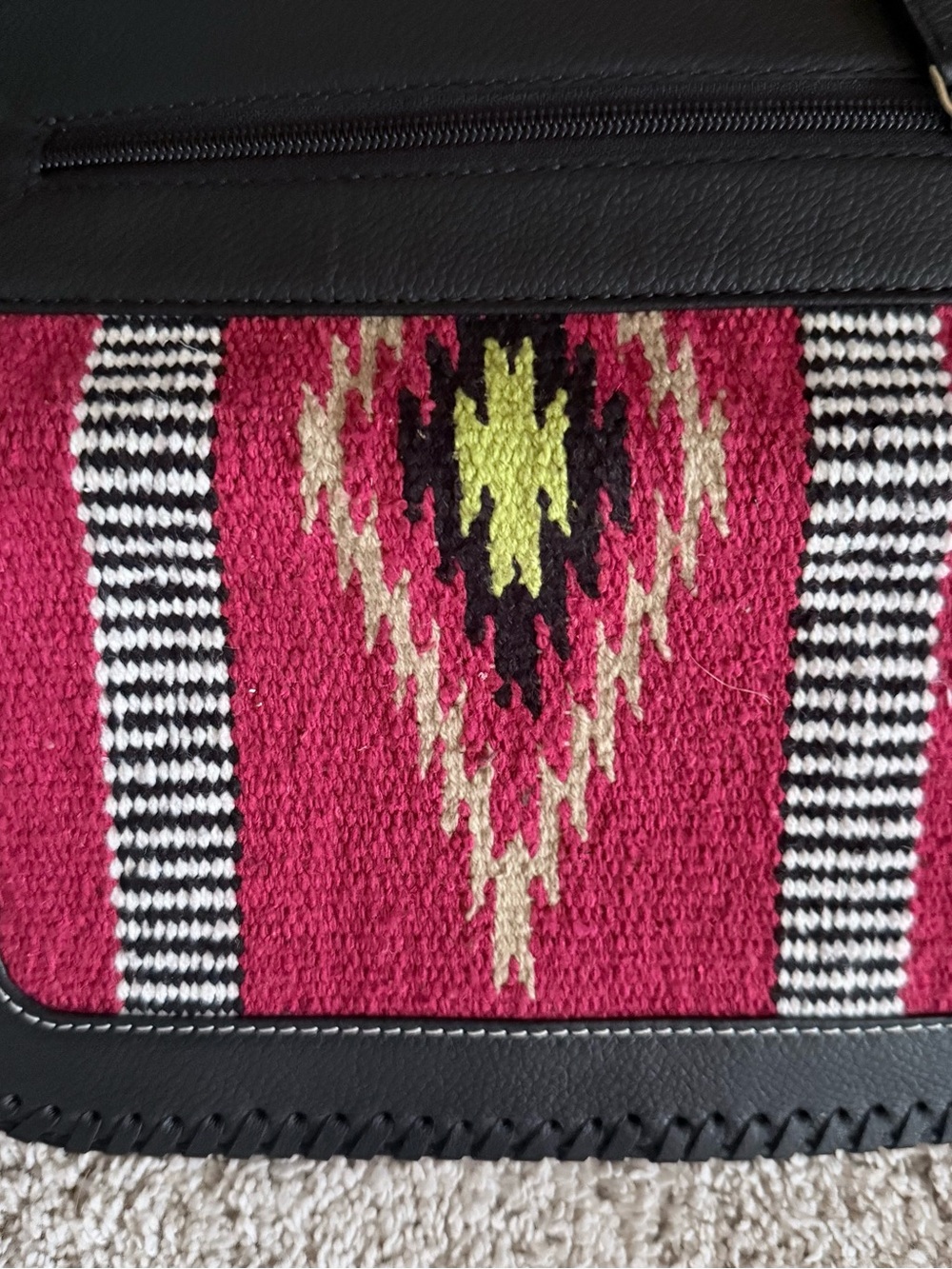Myra Black Leather Fringe Crossbody/Cutch with Aztec Panel - NWT - Picture 10 of 16